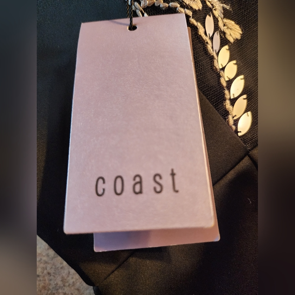 Coast Hermosa Dress Black Duchess Satin Sleeveless Size 4 (NWT) - Picture 5 of 16